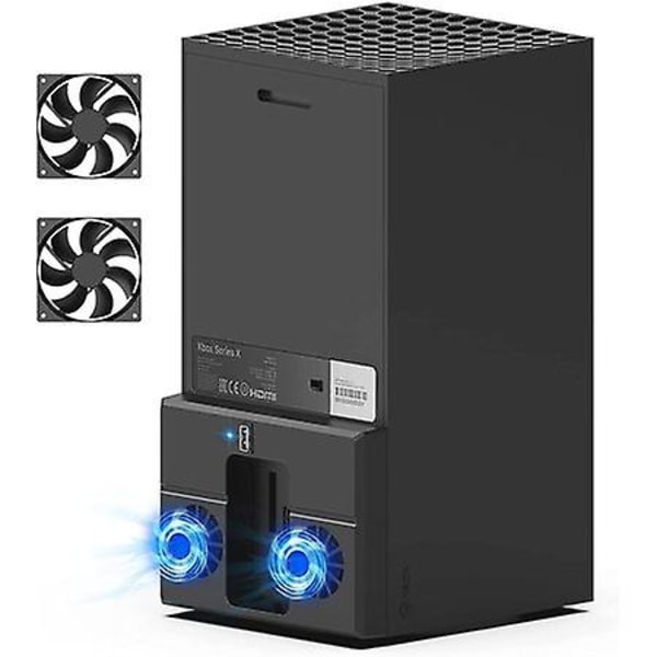 USB-blæser til Xbox Series X-konsol, kølesystem til Xbox Series X med 2 blæsere og 2.0 USB-port - kun til Xbox Series X