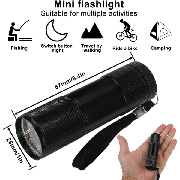Mini lommelygte - 8 stk LED lommelygte til børns fødselsdagsfest
