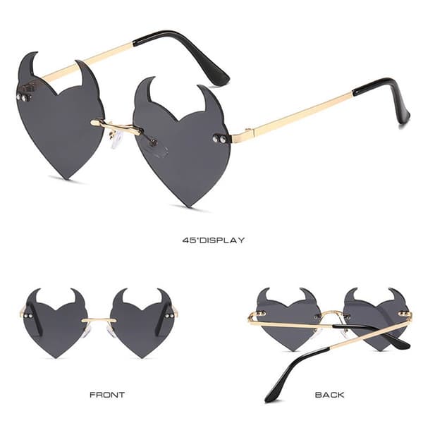 Rammeløse Devil Ear Hjerteform Solbriller Party Halloween Cosplay Briller yellow