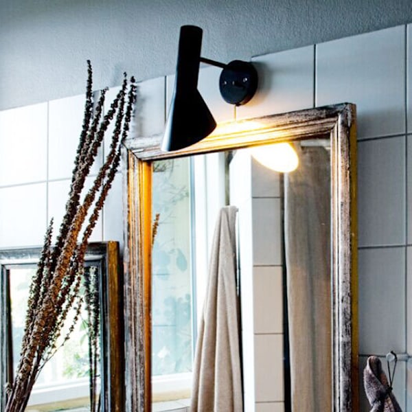 Nordisk Modern Vägglampa med Strömbrytare Justerbar Svart E27 Elegant Design Läslampa för Sovrum Vardagsrum [Energiklass E]