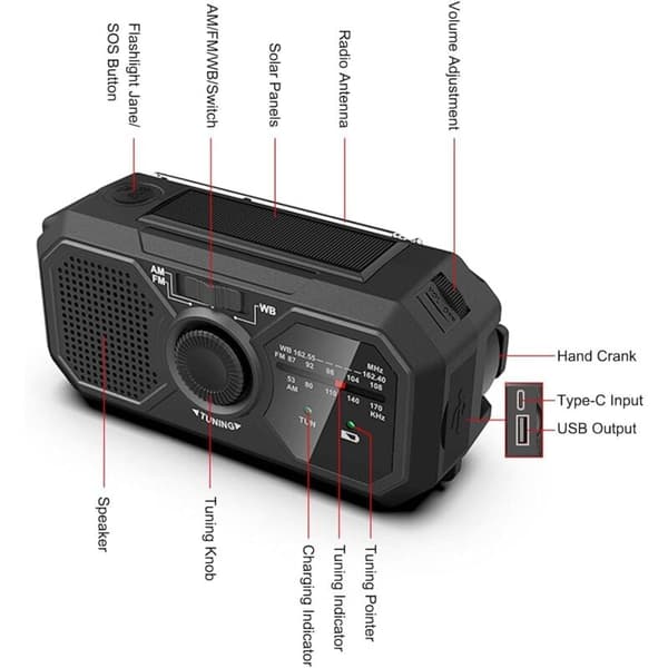 Handvevad Solcellsdriven Radio för Utomhuscamping, Överlevnad och Nödsituationer