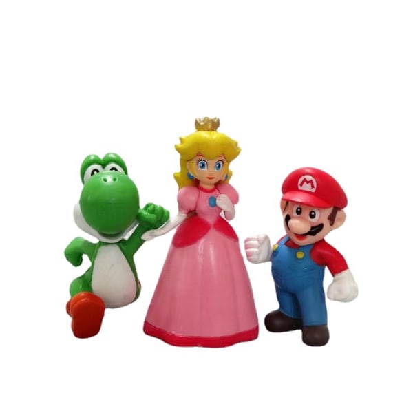 6:a/ set Super Mario Padda Yoshi Luigi Peach Figurmodell Leksaker Tårta Dekorativa leksaker