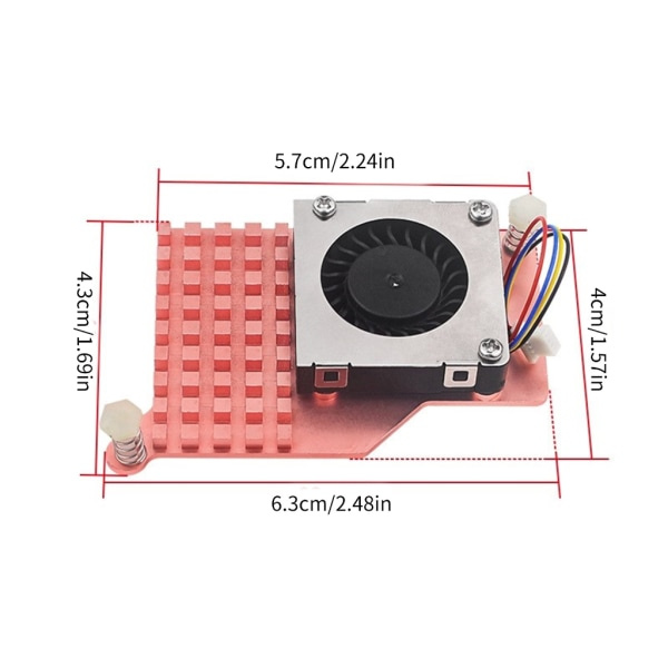 Køleventilator til RPI5 Board Radiator Aktiv køleventilator Hel kobber Køleplade Køleplade