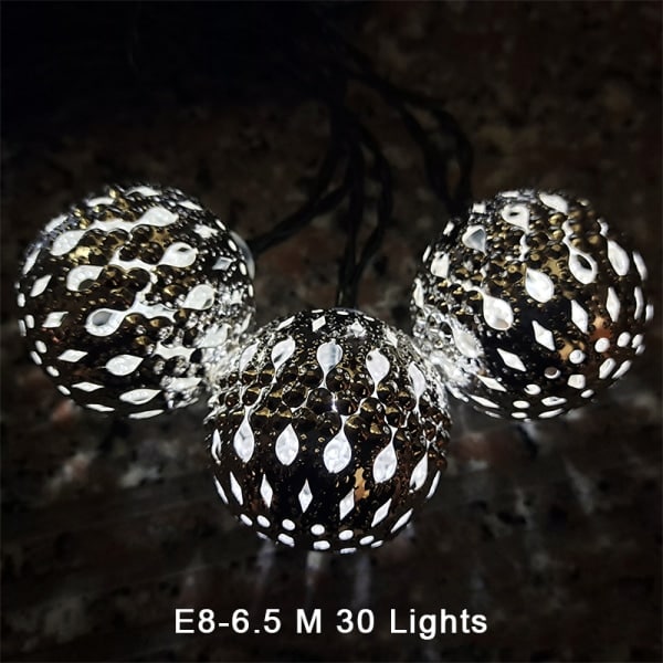Järn marockansk LED solcellslampa ljusslinga romantisk ljusslinga E8 one size E8 one size