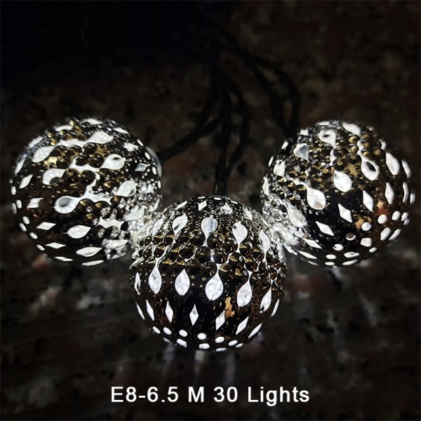 Jern marokkansk LED Solar Ball String Ljus Romantisk Fairy String E8 one size E8 one size