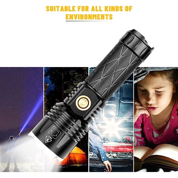 XHP90 LED Ficklampa, TPYC-C High Recharge Ficklampa Ultra
