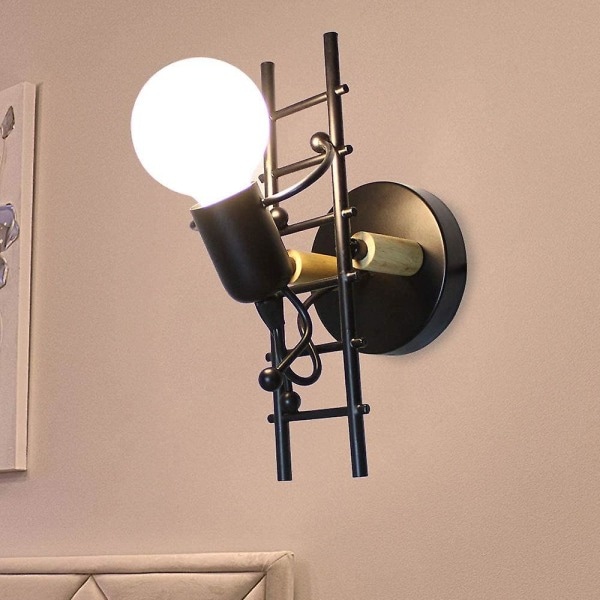 Moderne industriel indendørs væglampe E27 Retro metalvæglampe Retro Led Art Deco Soveværelse Hall Spisestue Køkken Spisestue - Trappe Træ Sty