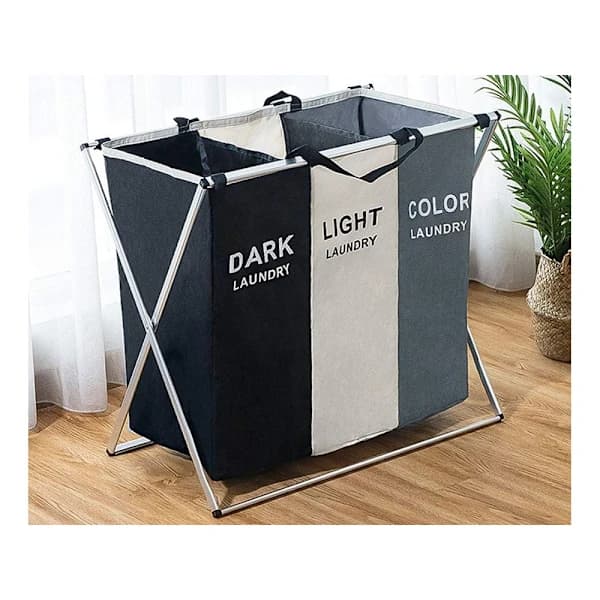 Laundry Basket with 3 Compartments - Basket for Laundry - 135L