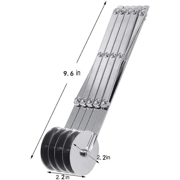5-hjulet konditorivarer, rustfrit stål teleskopisk pizzaskærer