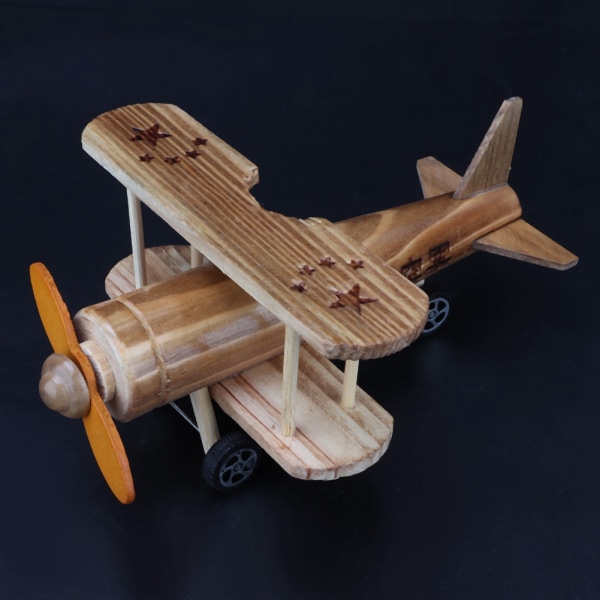 Hävittäjälentokoneen puinen palapelin lelu DIY-malli Koulutuslelu malli koottu palapelilelu