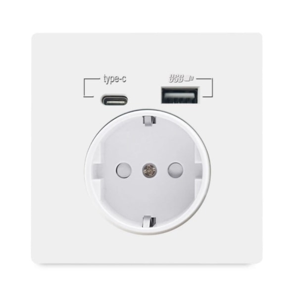 EU-standardi 16a seinälaturisovittimen liitäntä USB Type A Type C Power Schuko Plug