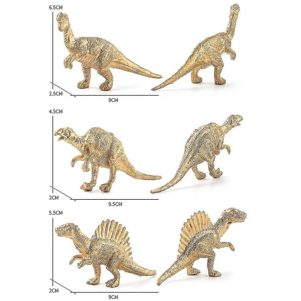 Gullutgave Dinosaurmodellsett Bursdagsfest Dinosaurdekorasjon Håndlaget modellleketøy 8 stk
