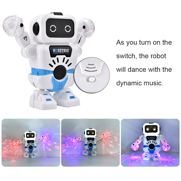 Elektronisk smart romdansende robot med musikk blinkende LED-lys gående leker gave til barn