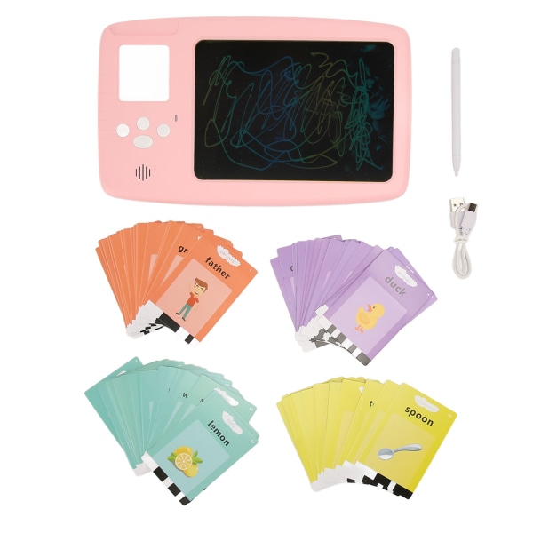 Barn Skrivtavla Läs Skriva Prata Smart Card Handskrift Tablett Lärande Pedagogisk Toddler Toy 8.5in Rosa