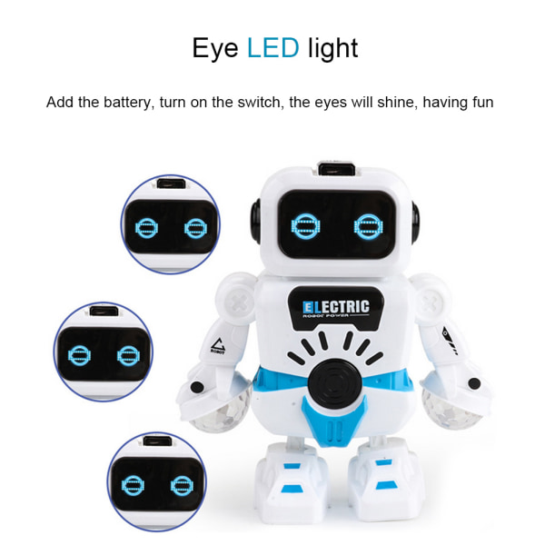 Elektronisk smart romdansende robot med musikk blinkende LED-lys gående leker gave til barn