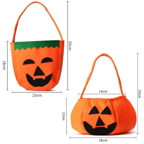 Halloween gresskar godisposer for barn, trick or treat poser Non-woven