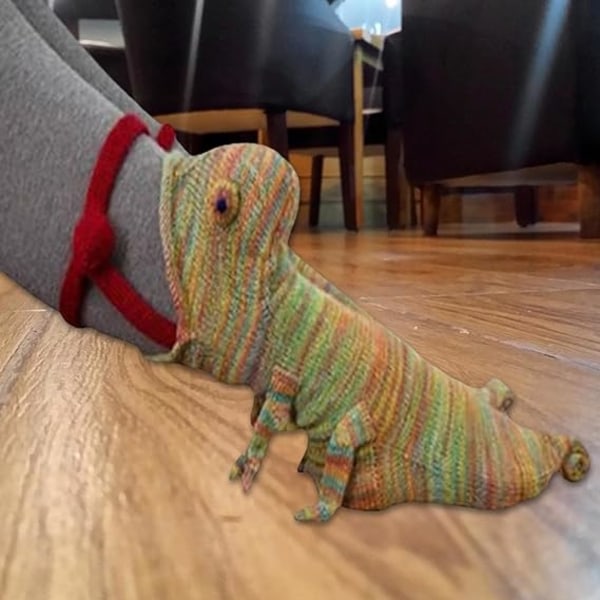Unisex strikkede sokker, sjove 3D dyrestrømper, varme vintersokker, søde strikkede sokker, dyreformede sokker (kamæleon)
