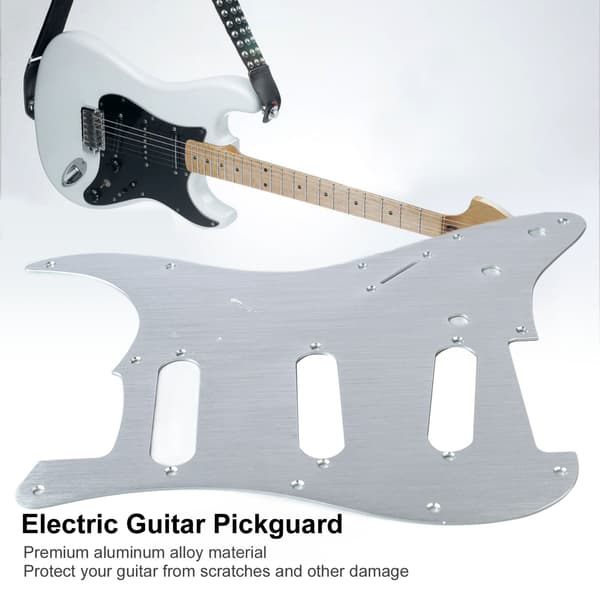 Elektrisk gitarr plektrumskydd aluminiumlegering skydd repskydd frontplatta panel skydd instrumenttillbehör silver