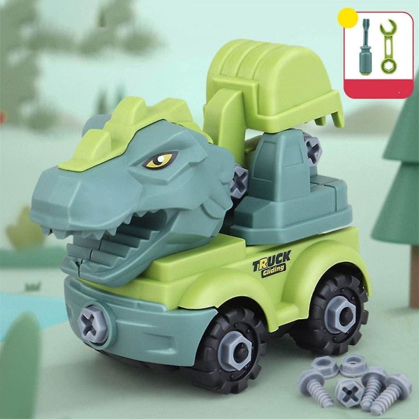 Katea Fun Take Apart Dinosaur Transport Lastbil & Verktyg Byggfordon Dinosaur Billeksak för barn Födelsedagspresent Set - Grävmaskin