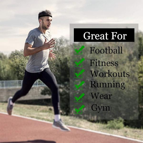 4-pack sportpannband, svarta elastiska hårband för män och kvinnor, tunna sportpannband, halkfria för löpning/fotboll Fitness Yoga