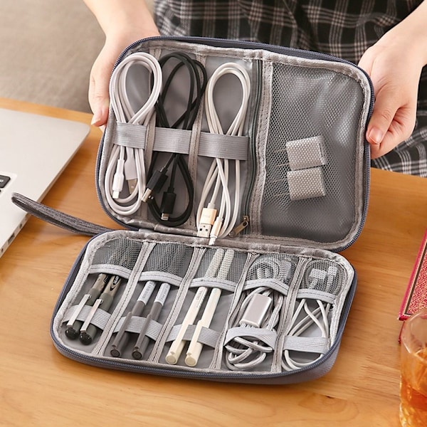 Reise Kabelveske Organizer Lader Oppbevaring Elektronikk USB-etui Black