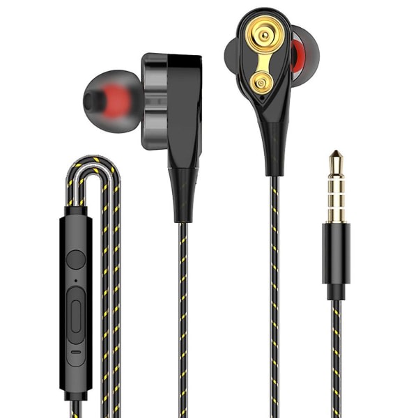 Dual Moving Coil 3,5 mm trådbundet in-ear-hørlurar Stereo-hørlurar med kraftig bas med mikrofon