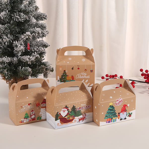 4 stk Kakeboksform God Jul Godisbokser Poser Jul C one size C one size
