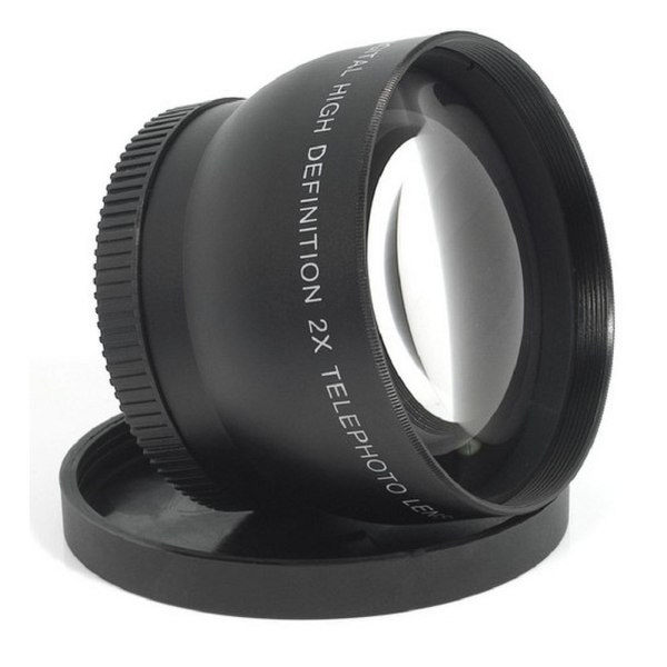2,0X 52 mm högupplöst teleobjektiv med främre och bakre lock för D7100 D5200 D5100 D3100 D90 D60 kameror