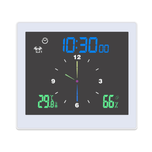 5-tommers veggdusjklokke Digital Timer Alarm Temperatur Luftfuktighet Svart One Size Black One Size