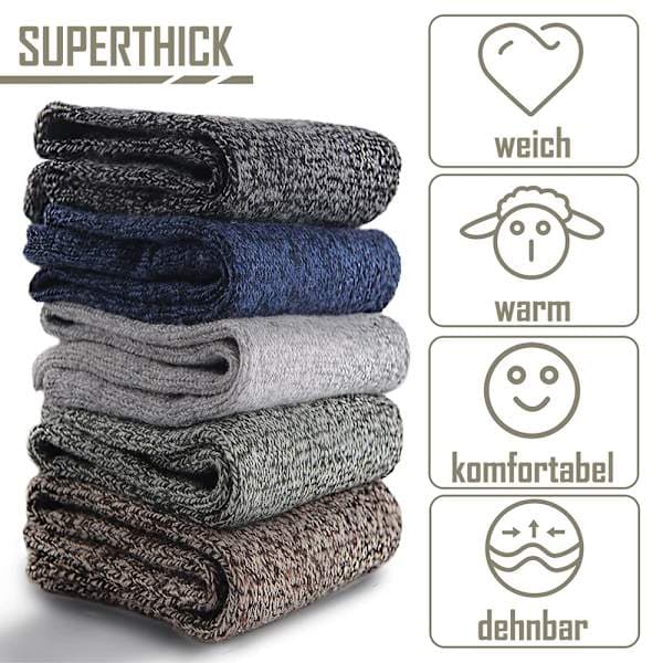Men's Wool Sock Set, Thick and Warm Winter Hiking Socks