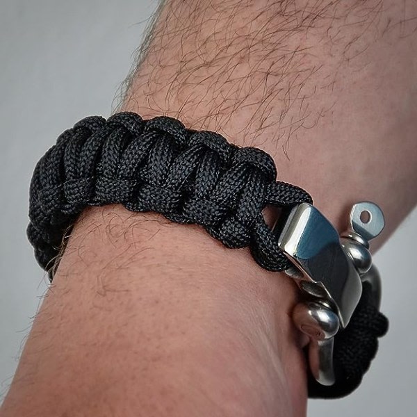 Paracord Survival Armband Herr Rostfritt Stål Flätat Utomhus Br