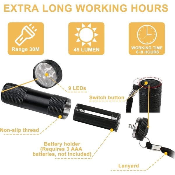 Mini lommelykt - 8 stk LED lommelykt for barns bursdagsfest