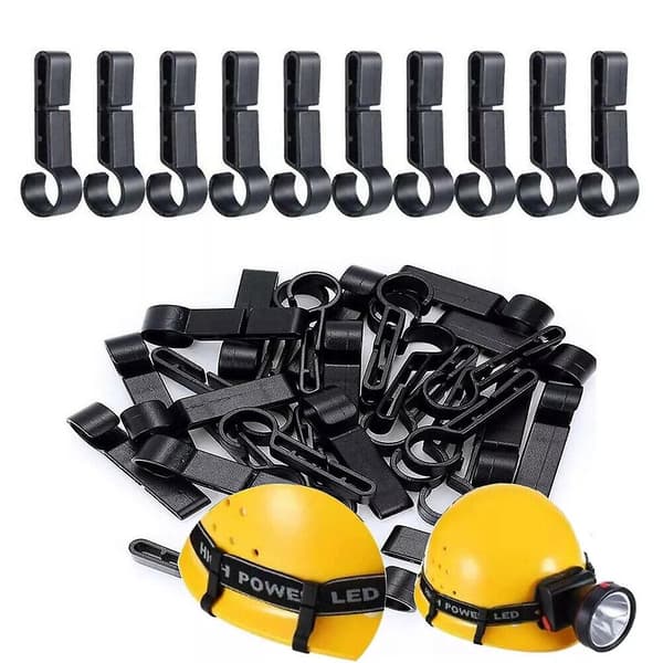 20 stk. Hjelmclips til pandelampe, hovedlampe, krog, hård hat, let clips, forlygte