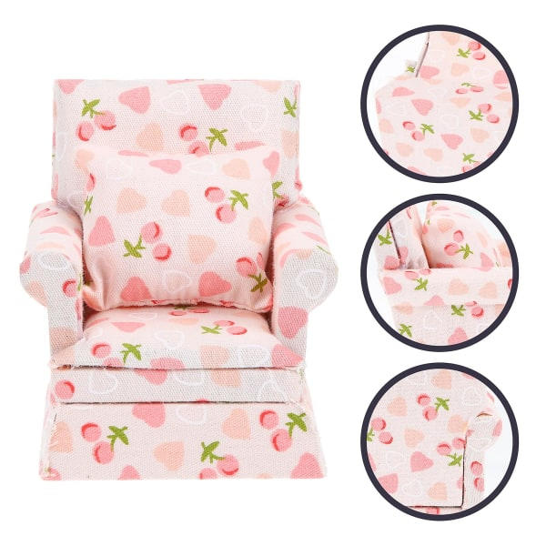1 Sett Docksofa Soffa Modell Miniatyr Møbler Miniatyr Dekorasjon Barn Lekesett Leke Rosa 7,7x6,5cm
