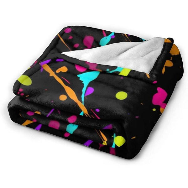 Glødende i mørket Splatter Neon Kast Teppe, Alle Sesonger Lettvekt Myk Varm Micro Fleece Teppe For Stue-o444 50x40in 125x100cm