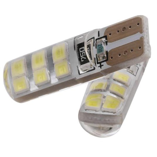 10x Xenon White T10 W5W 12-SMD 2835 LED Canbus Felfri Silic White White