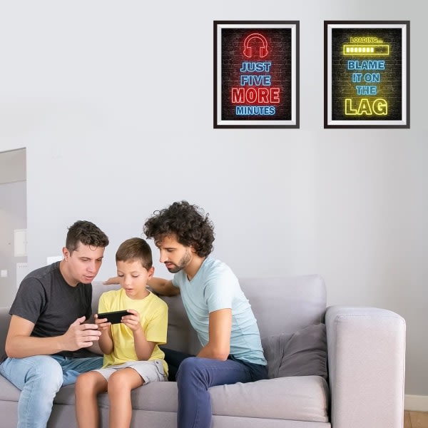 Tryckta Neon Gaming Posters Set om 4 (8” X 10”) - Pojkrum