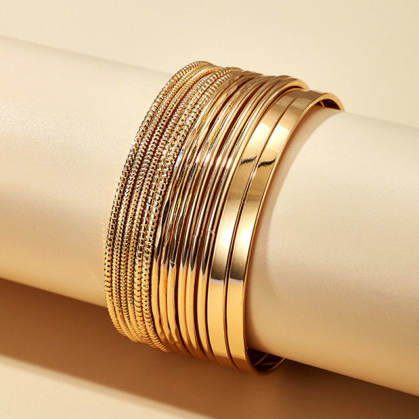 1Set Punk Guld Färg Armband för Kvinnor Trendiga Metall Armband Je 05 One Size 5 one size