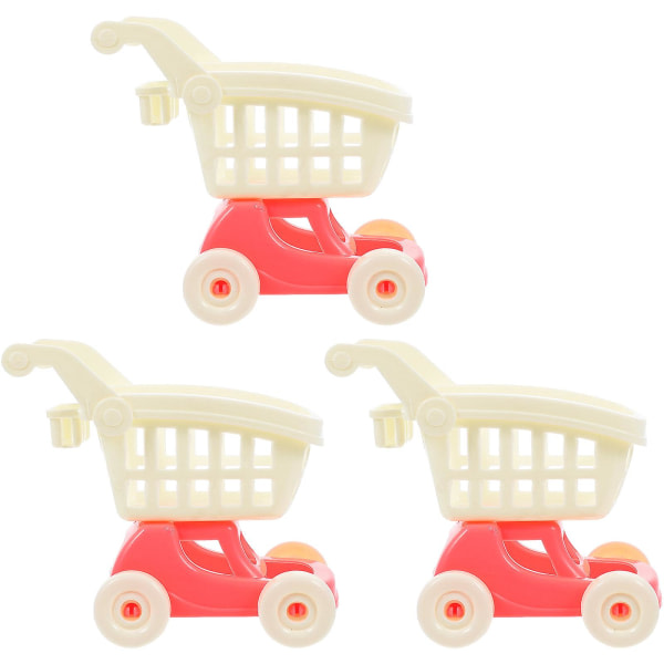 3 st Papegojleksaker Kundvagn Barn Miniatyr Matvaruvagn Mini Supermarket Handkärra Mini Märken Kundvagn（12,5X10X6CM)
