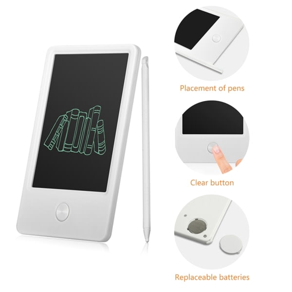 4,5 tommer LCD-tegneplade Digital grafik Håndskriftstavle Kunstmaleri Skrive Tegneplade med Stylus Pen Børnegave Sort