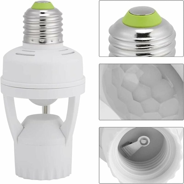 Sockel med PIR-rörelsesensor Glödlampor med E27-sockel för inomhusbruk med tids- och ljusjustering (Glödlampa ingår ej)