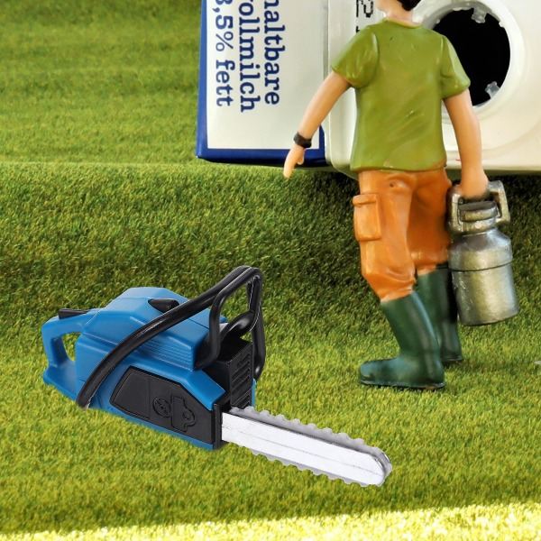Mini motorsagsklipper modell Dockhus motorsagsklipper Miniatyr motorsagsklipper（8,5x3,6cm，blå）