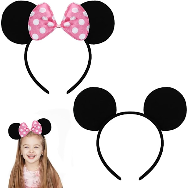 Mouse Headband, Mouse Ears Headband, Mouse Ears in Black, Mouse Ears Bow Headband for Carnival Halloween Cosplay Birthday Party