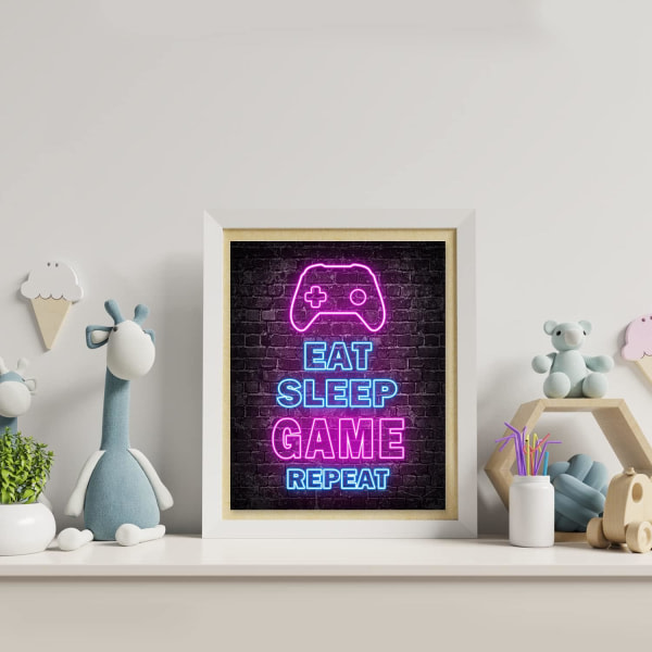 Trykte Neon Gaming Postersæt om 4 (8” X 10”) - Pojkrum