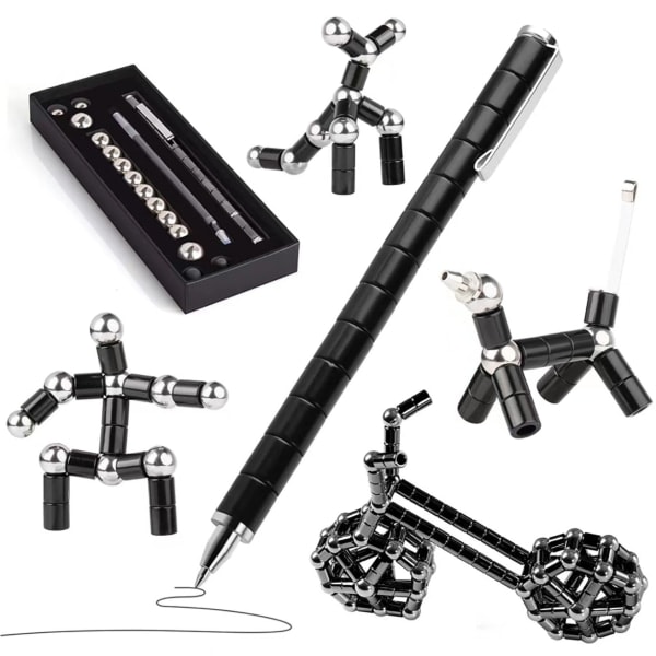 Svart Magnetisk Magic Penna, Magnetisk Magnetpenna, Anti-Tryck, M