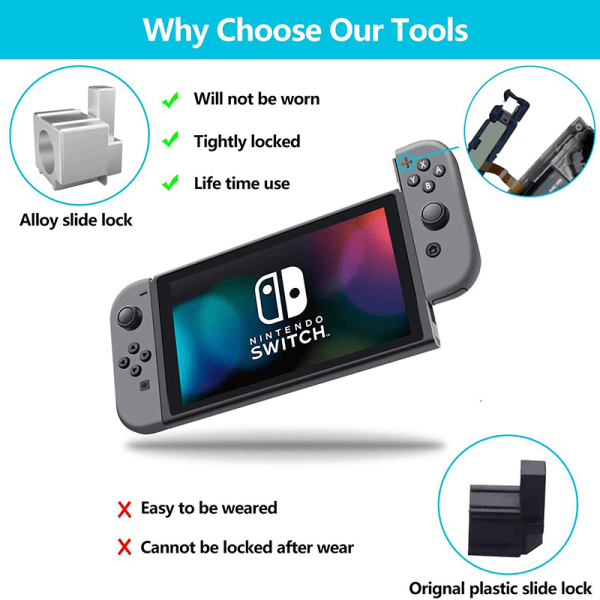 Metall Venstre Høyre Slider Spenne Lås Sperrefeste for Nintendo Black A Black A