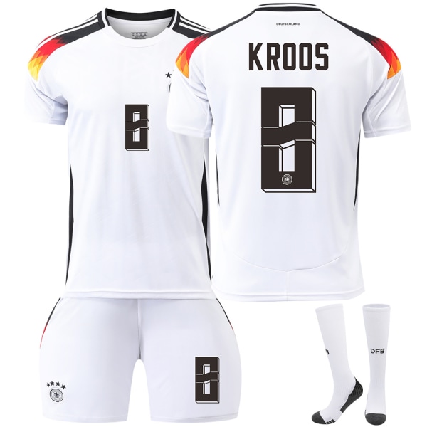 Saksa Koti Euro 2024 Paita Jalkapallopaita Lapset Miesten Sarja No.8 KROOS With socks XS