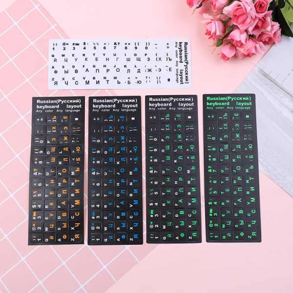 10 st rysk standard tangentbordslayout klistermærke bokstäver på repla Sort 10stk Black 10pcs