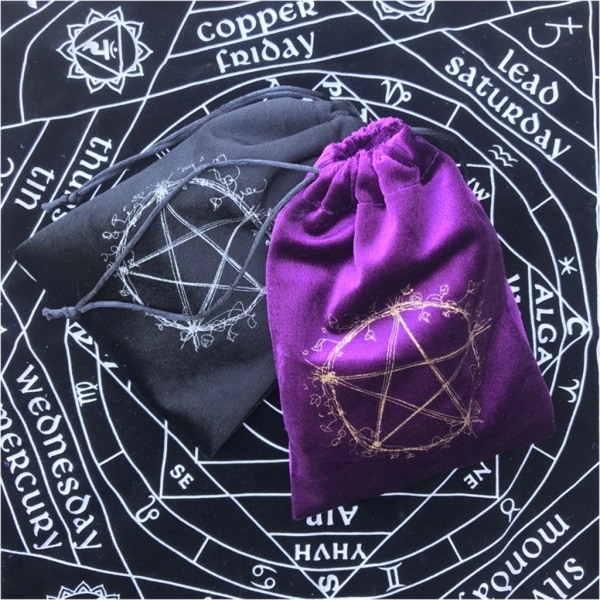 Tarot Rune Bag Pentakel Tarotkort Oppbevaringspose Praktisk Terningpose Snøring Flistilbehør Smykkepose Lilla