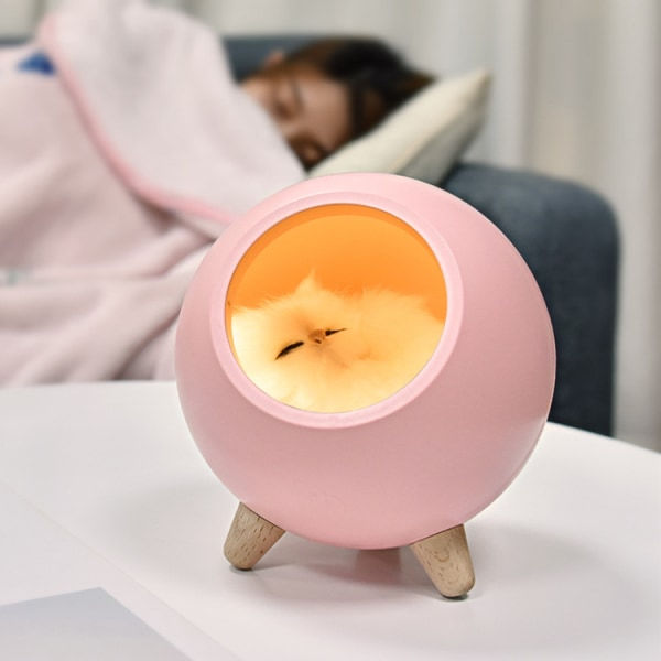 Sød lille natlampe Lille kæledyrshus Atmosfærer Lys USB Opladning Pige Sovesal (Rosa)